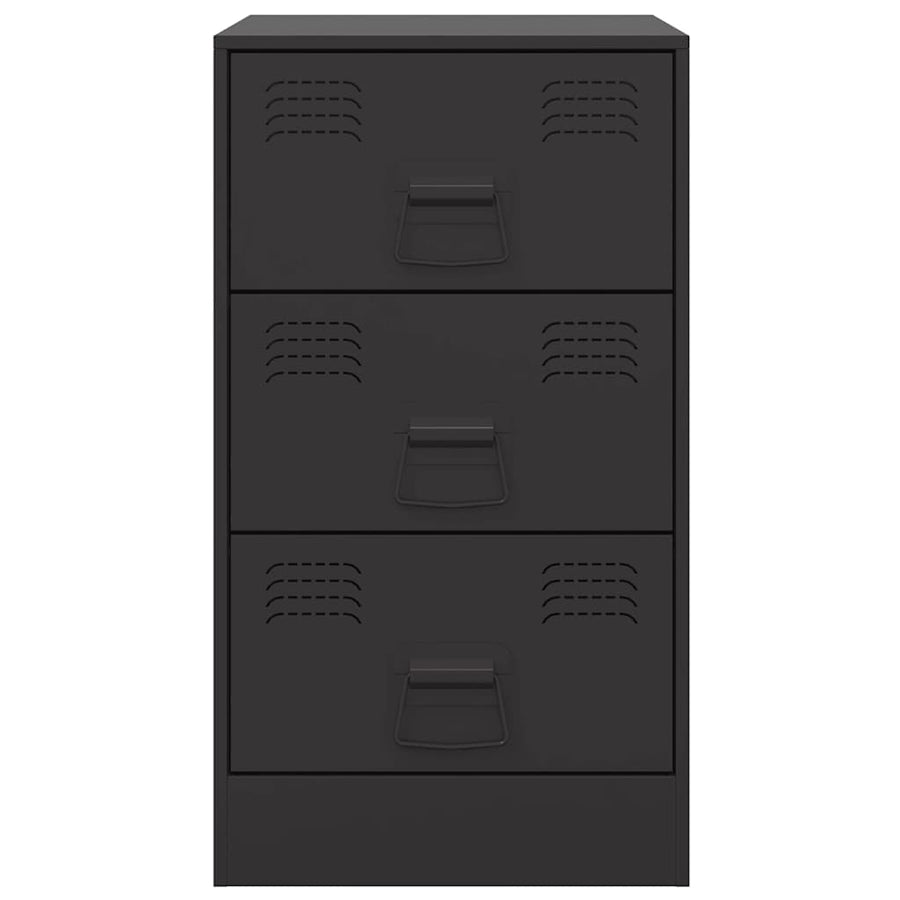 Bedside Cabinets 2pcs Black 34.5x39x62 cm Steel