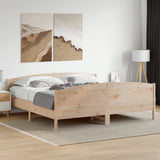 Bed Frame with Headboard 180x200 cm Solid Wood Pine - Side View