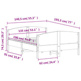 Bed Frame with Headboard 135x190 cm Solid Wood Pine