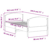 Bed Frame without Mattress 90x190 cm Solid Wood Pine
