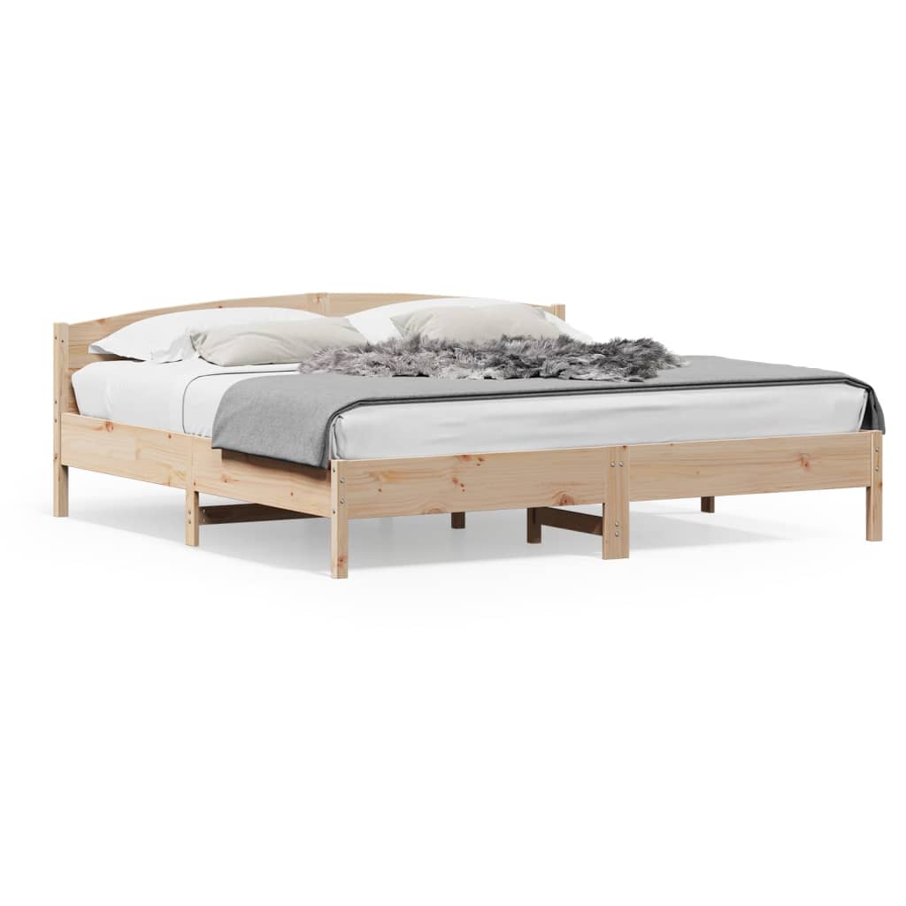 Bed Frame with Headboard 180x200 cm Solid Wood Pine