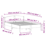 Bed Frame with Headboard 150x200 cm Solid Wood Pine - Extra Image