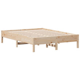 Bed Frame without Mattress 135x190 cm Solid Wood Pine - Front View