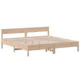 Bed Frame with Headboard 180x200 cm Solid Wood Pine - Front View
