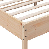 Bed Frame with Headboard 180x200 cm Solid Wood Pine - Close-Up Angle