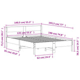 Bed Frame without Mattress 135x190 cm Solid Wood Pine - Extra Image