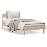 Bed Frame without Mattress 90x190 cm Solid Wood Pine - Front View