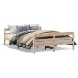 Bed Frame without Mattress 137x187 cm Double Solid Wood Pine - Front View