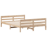 Bed Frame without Mattress 137x187 cm Double Solid Wood Pine - Side View