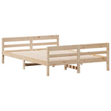 Bed Frame without Mattress 137x187 cm Double Solid Wood Pine - Rear View