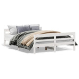 Bed Frame without Mattress White 137x187 cm Double Solid Wood Pine - Front View