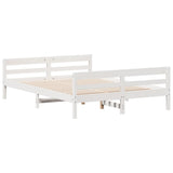 Bed Frame without Mattress White 137x187 cm Double Solid Wood Pine - Side View
