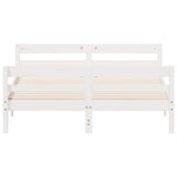 Bed Frame without Mattress White 137x187 cm Double Solid Wood Pine - Top-Down View