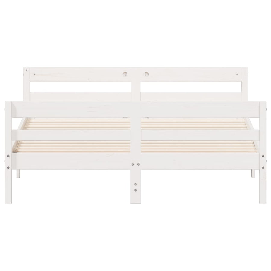 Bed Frame without Mattress White 137x187 cm Double Solid Wood Pine