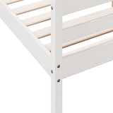 Bed Frame without Mattress White 137x187 cm Double Solid Wood Pine - Close-Up Angle