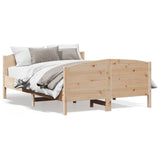 Bed Frame without Mattress 135x190 cm Solid Wood Pine - Front View