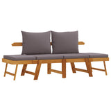 Garden Bench with Cushions 2-in-1 Solid Wood Acacia - Front View