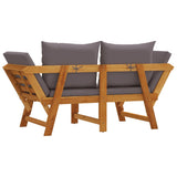 Garden Bench with Cushions 2-in-1 Solid Wood Acacia - Close-Up Angle