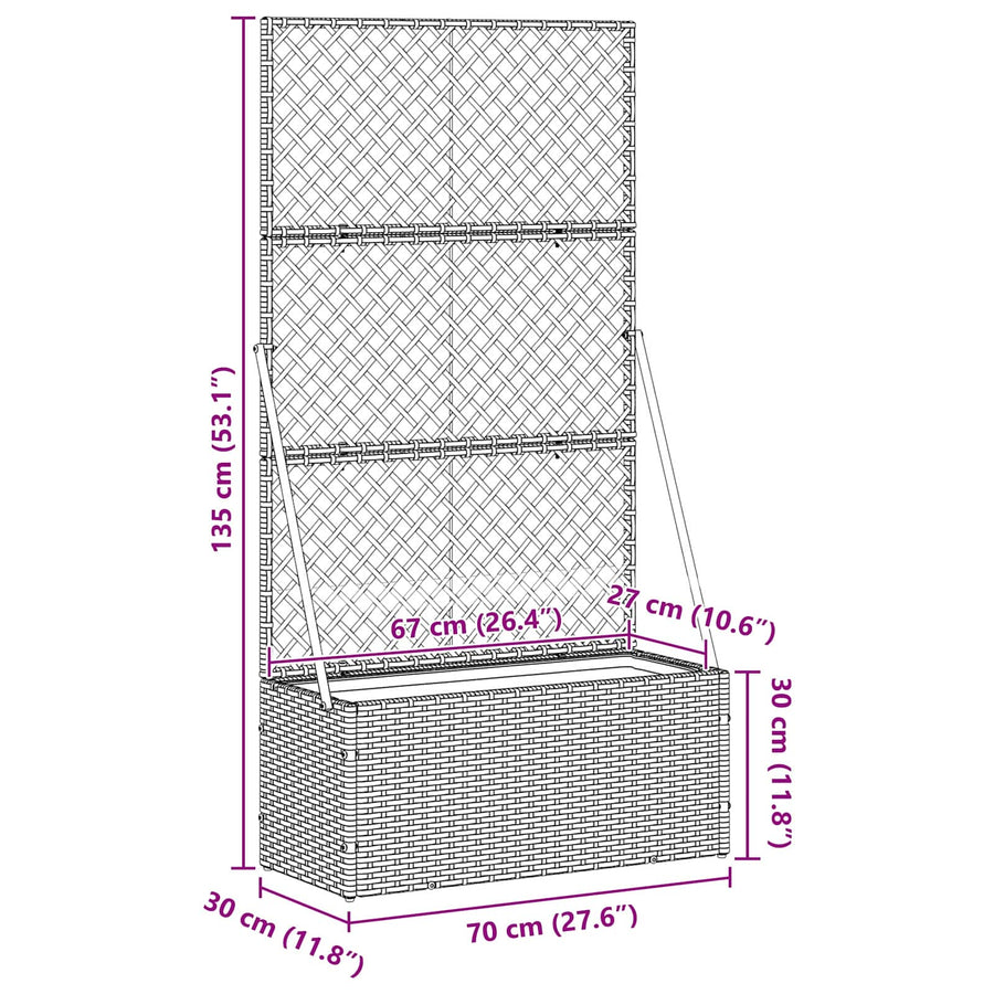 Garden Trellis Planter Black 70 x 30 x 135 cm Metal