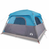 Camping Tent Cabin 4-Person Blue Waterproof - Front View