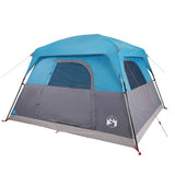 Camping Tent Cabin 4-Person Blue Waterproof - Top-Down View