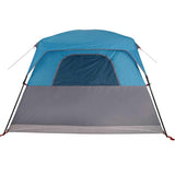 Camping Tent Cabin 4-Person Blue Waterproof - Low Angle