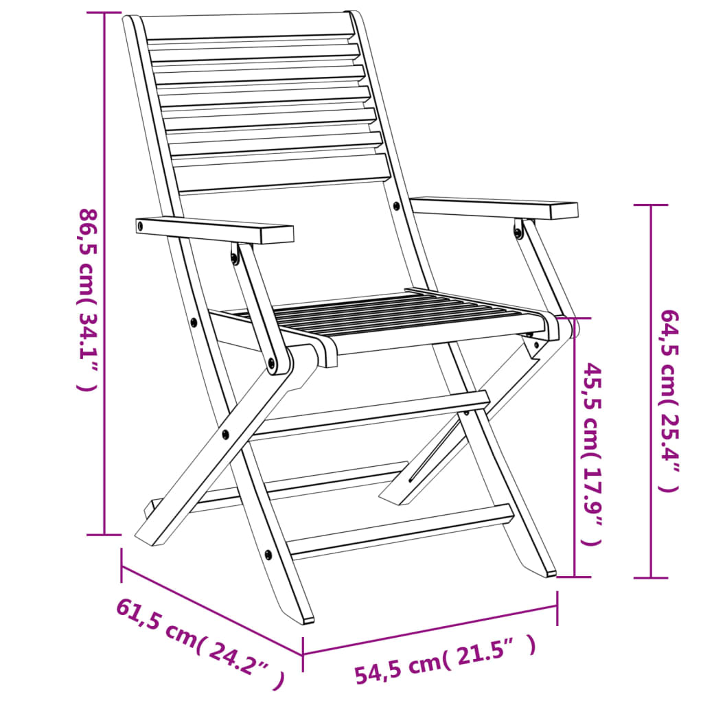 Folding Chairs 4 pcs 54.5x61.5x86.5 cm Solid Wood Acacia