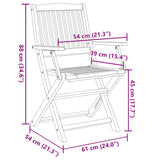 Folding Chairs 4 pcs 54x61x88 cm Solid Wood Acacia - Extra Image