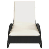 Sun Lounger with Cushion Black 60x205x73 cm Poly Rattan