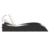 Sun Lounger with Cushion Black 60x205x73 cm Poly Rattan - Close-Up Angle