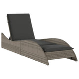 Sun Lounger with Cushion Grey 60x205x73 cm Poly Rattan - Front View