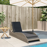 Sun Lounger with Cushion Grey 60x205x73 cm Poly Rattan - Side View