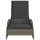 Sun Lounger with Cushion Grey 60x205x73 cm Poly Rattan - Top-Down View