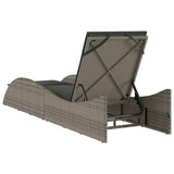 Sun Lounger with Cushion Grey 60x205x73 cm Poly Rattan - Rear View