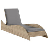 Sun Lounger with Cushion Beige 60x205x73 cm Poly Rattan - Front View