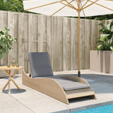 Sun Lounger with Cushion Beige 60x205x73 cm Poly Rattan - Side View