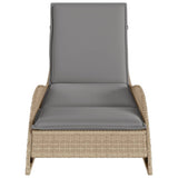 Sun Lounger with Cushion Beige 60x205x73 cm Poly Rattan - Top-Down View