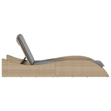 Sun Lounger with Cushion Beige 60x205x73 cm Poly Rattan - 45-Degree Angle