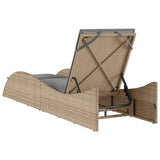 Sun Lounger with Cushion Beige 60x205x73 cm Poly Rattan - Rear View