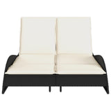 Sun Lounger with Cushions Black 114x205x73 cm Poly Rattan