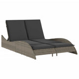 Sun Lounger with Cushions Grey 114x205x73 cm Poly Rattan