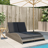 Sun Lounger with Cushions Grey 114x205x73 cm Poly Rattan - Side View