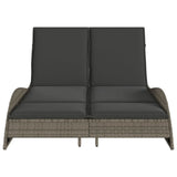 Sun Lounger with Cushions Grey 114x205x73 cm Poly Rattan