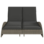 Sun Lounger with Cushions Grey 114x205x73 cm Poly Rattan