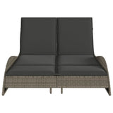 Sun Lounger with Cushions Grey 114x205x73 cm Poly Rattan - Top-Down View