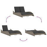 Sun Lounger with Cushions Grey 114x205x73 cm Poly Rattan - Low Angle
