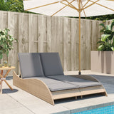 Sun Lounger with Cushions Beige 114x205x73 cm Poly Rattan - Side View