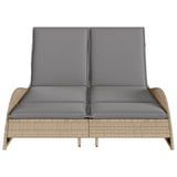 Sun Lounger with Cushions Beige 114x205x73 cm Poly Rattan - Top-Down View