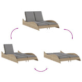 Sun Lounger with Cushions Beige 114x205x73 cm Poly Rattan - Low Angle