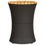Garden Side Table Drum Shape Black Poly Rattan and Solid Wood - 45-Degree Angle